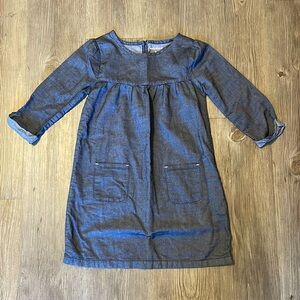 Healthtex girls dark blue denim dress mid length pockets size 5t